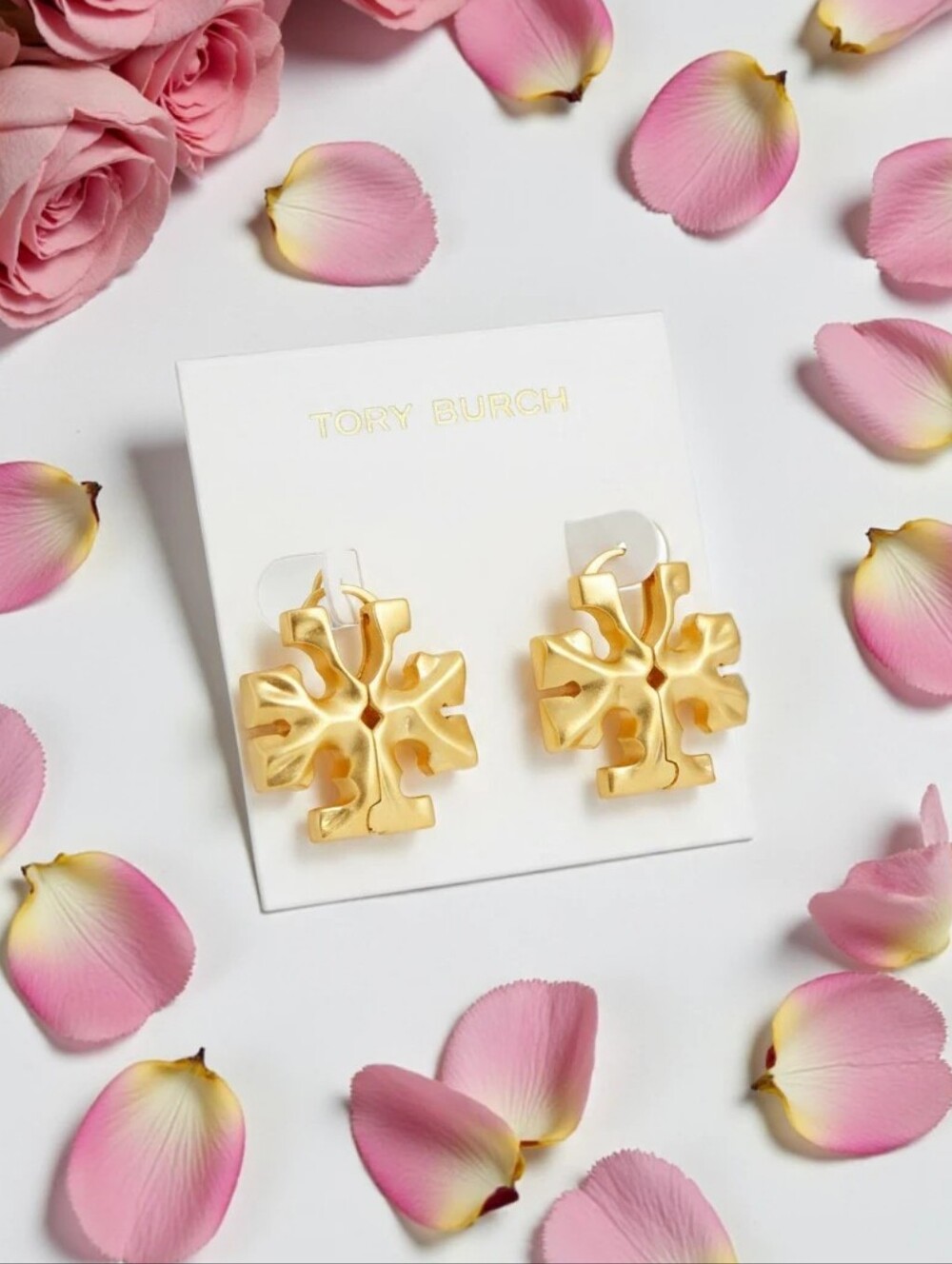 Tory Burch Roxanne Logo Hidden Latch Drop Earrings - 18K Gold Plated